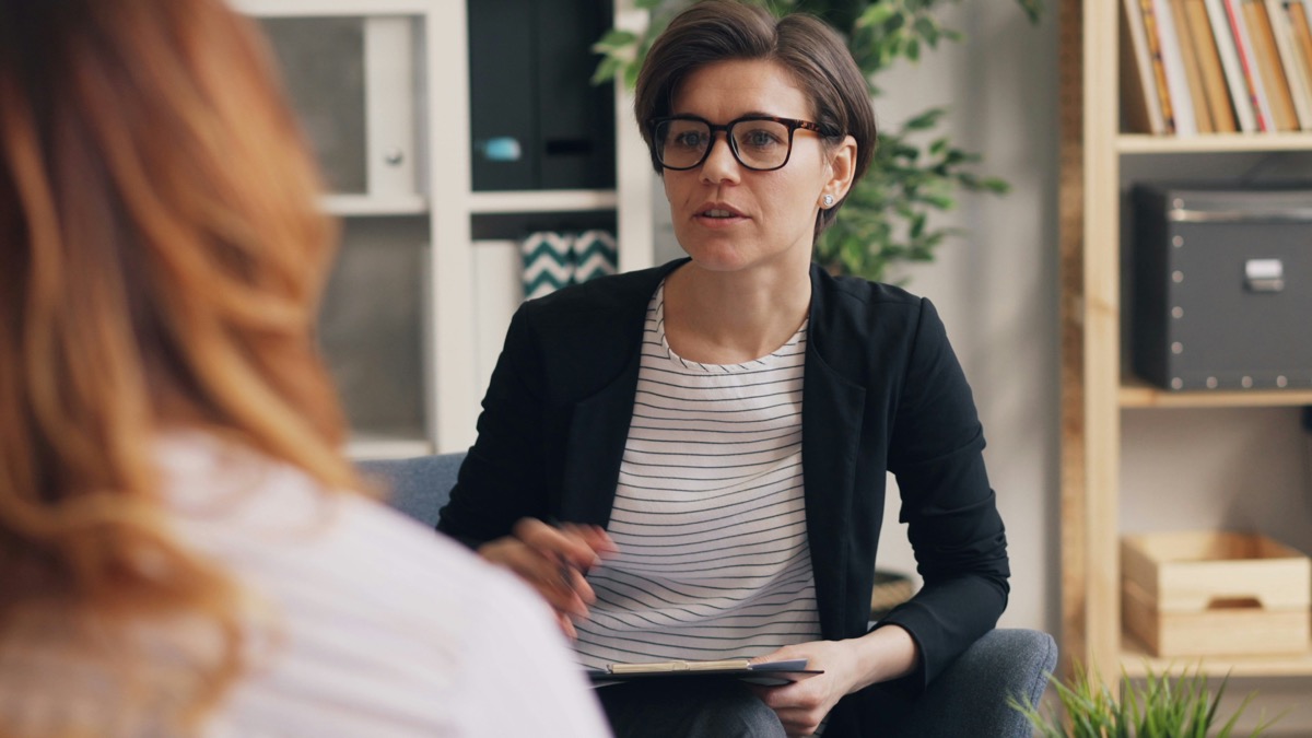 Therapist in private practice session with client